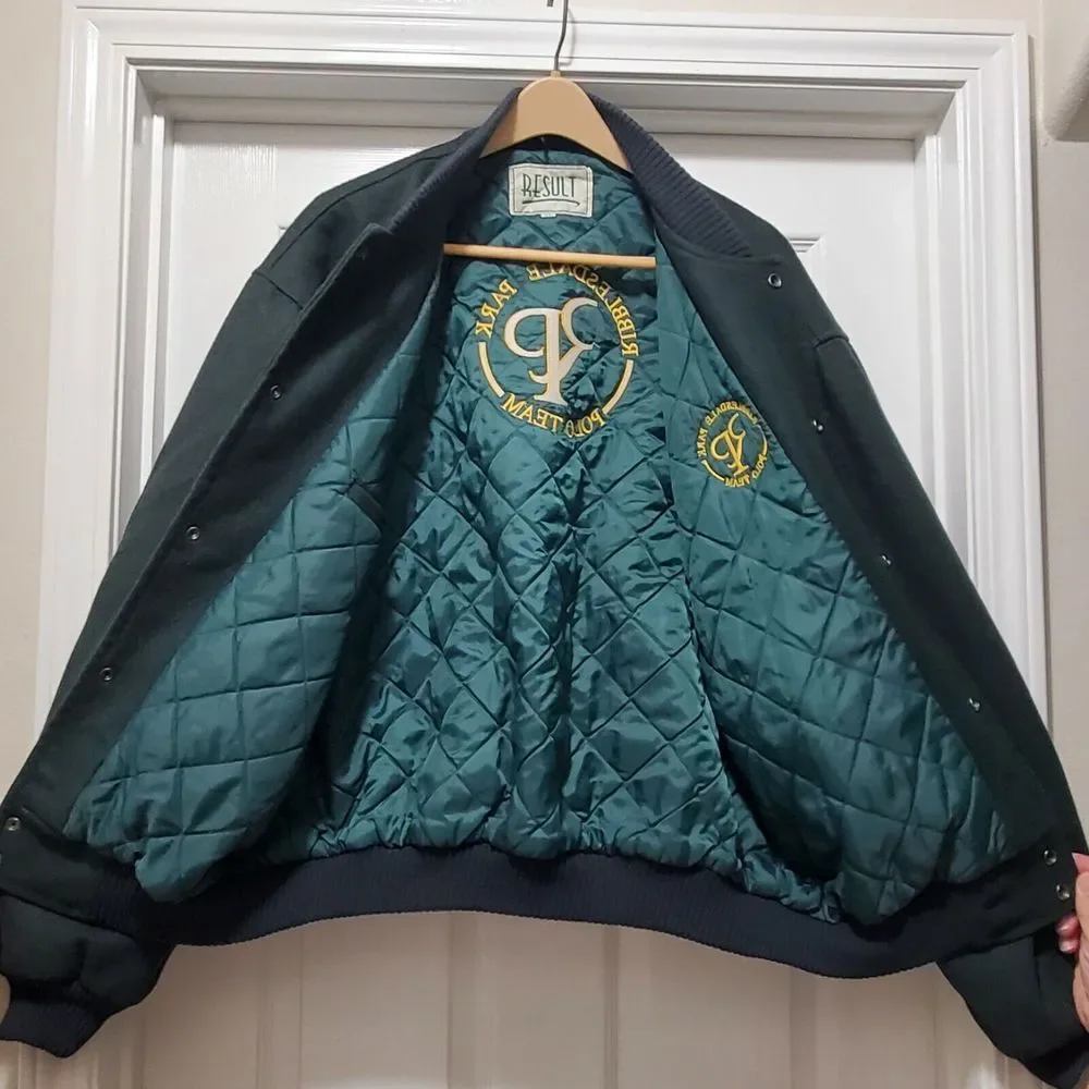 Vintage Englands Ribblesdale Park Polo Team Green Letterman Jacket Men's 2X Rare
